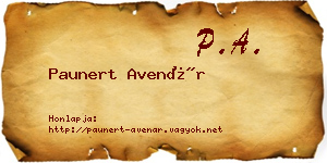 Paunert Avenár névjegykártya